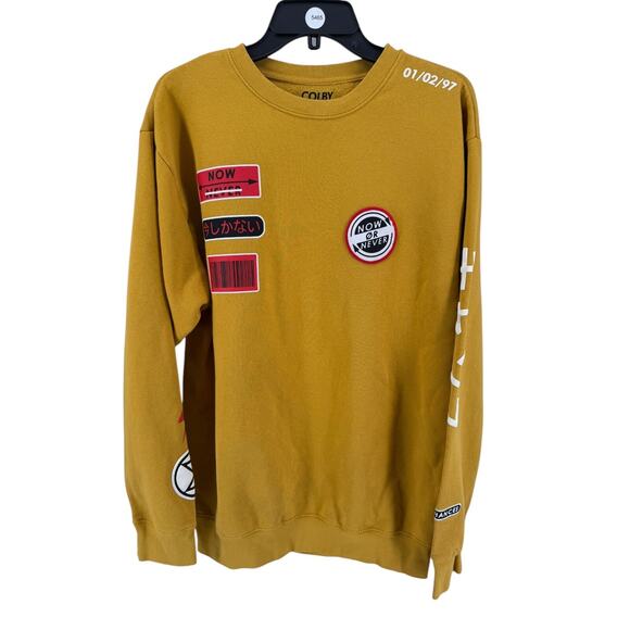 Fanjoy X Colby Brock Men's Mustard Yellow Now Or Never Sweatshirt Size Large - Picture 1 of 5